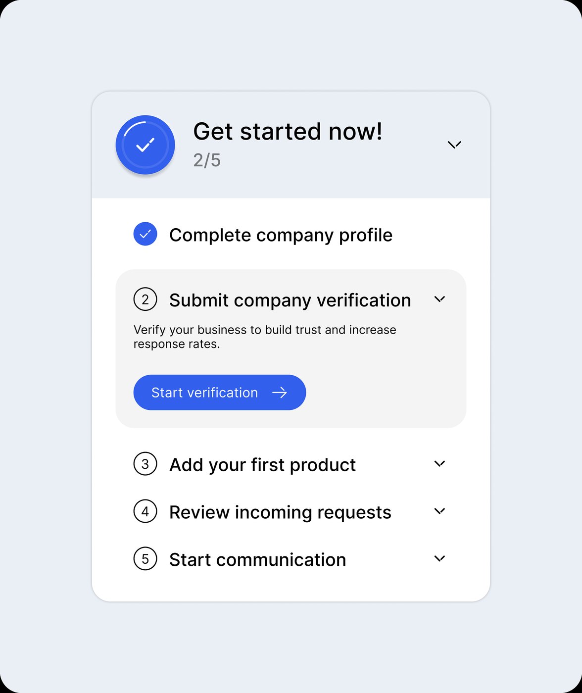 Get started checklist on the dashboard