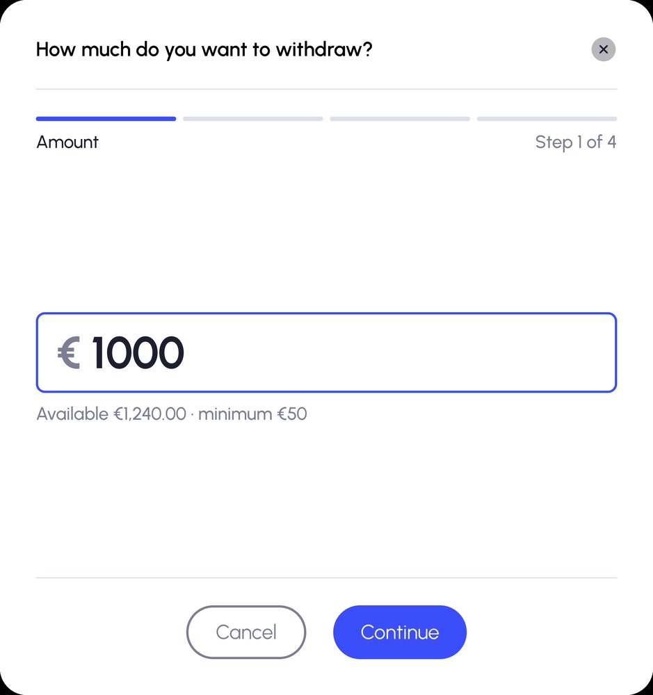 Withdraw step 1: amount