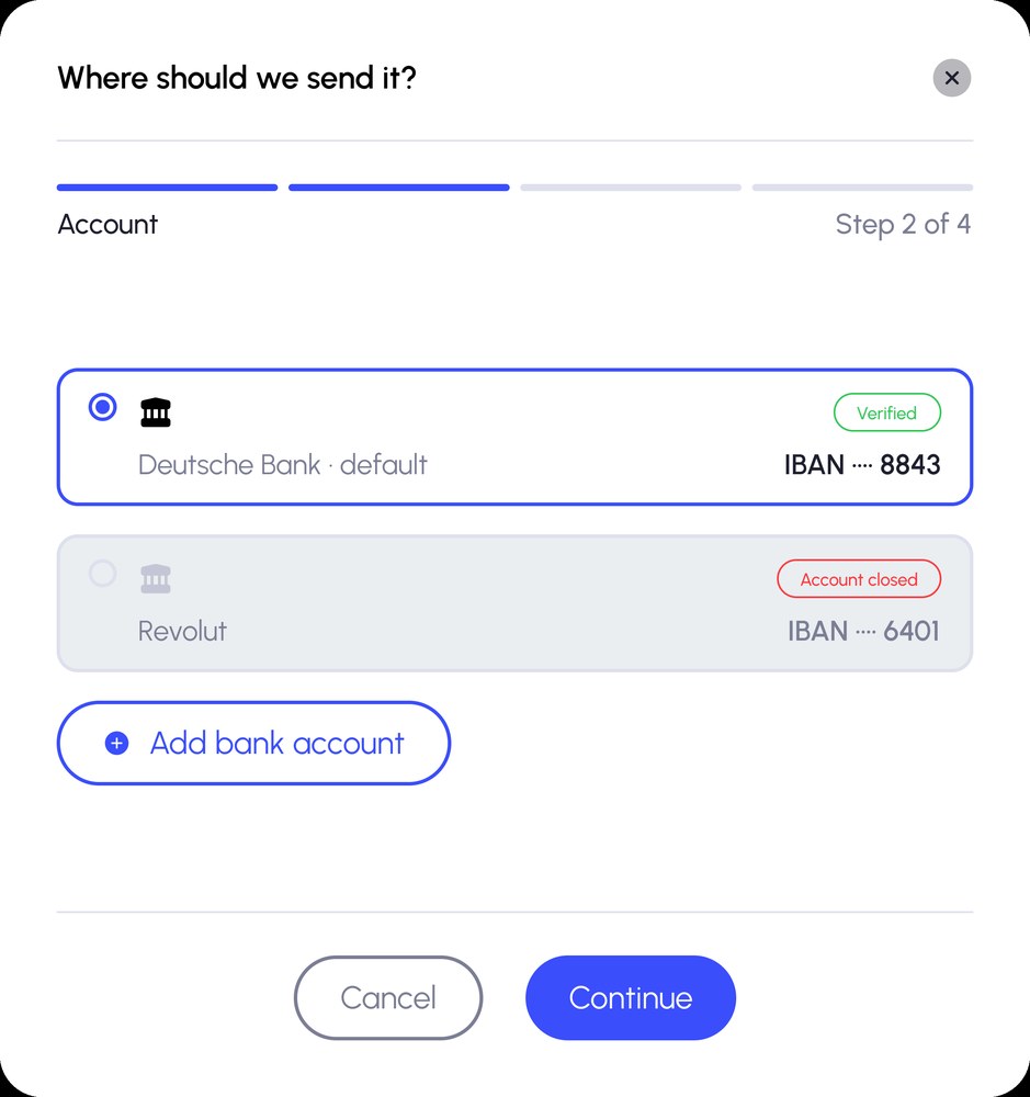 Withdraw step 2: account