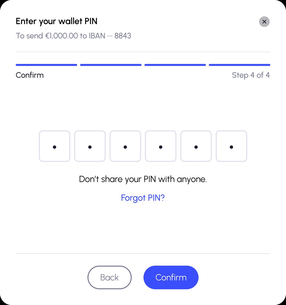Withdraw step 4: PIN